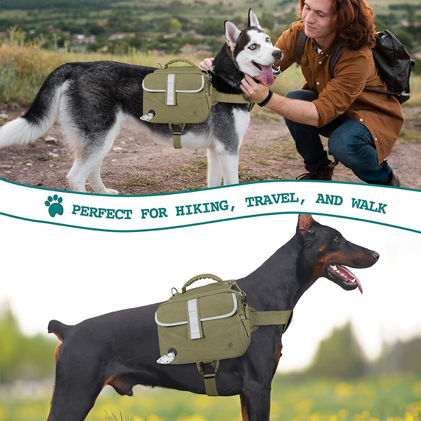 Dog Backpack for Medium Large Dogs, Dog Saddle Bag For Dogs to Wear with Reflective Safety Side Pockets Hiking Camping Pet Bag RJ206116