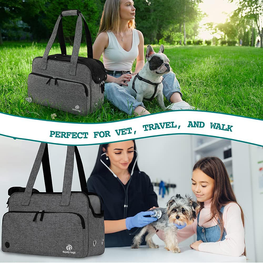 Small Dog Purse Carrier, Soft-Sided Pet Carrier Bag with Pockets, Portable Medium Dog Puppy Large Cat Travel Handbag Tote Mesh Pet Bag RJ206104