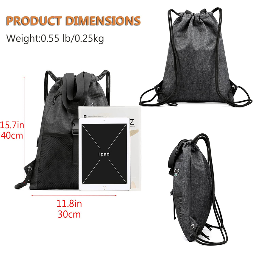 Gym Bag Drawstring Backpack X-Large Sports Bag with Inner Zipper Pocket for Men Women Waterproof Cinch Gym Ball Bag RJ196129