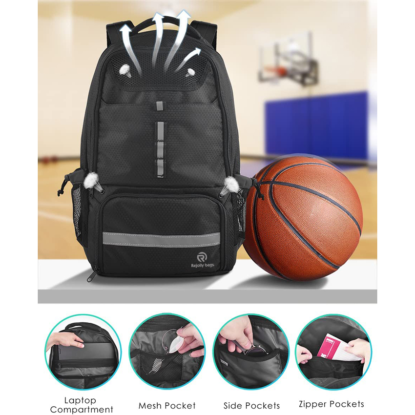 Basketball Backpack with Ball Compartment for Boys, Soccer Backpack for Basketball/Volleyball /Football, Large Capacity Sports Equipment Ball Bag RJ196114