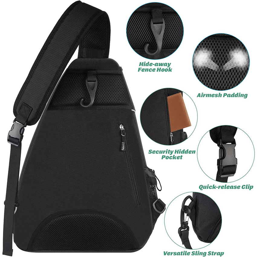 Tennis Sling Backpack Crossbody Water Resistant for Men Women, Holds Tennis Badminton Squash Rackets, Balls and Other Outdoors Sports Ball Bag RJ196136