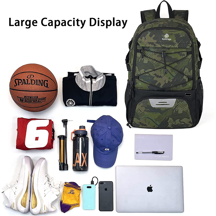 Basketball Backpack with Ball And Shoes Compartment Fit Volleyball, Large Capacity Sports Training Equipment Ball Bag RJ196104