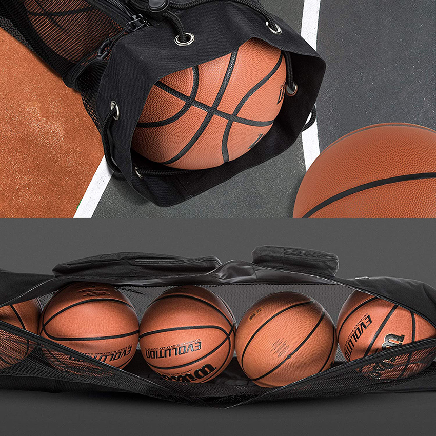 Heavy Duty Basketball Mesh Equipment Ball Bag Shoulder Strap Design for Coach with 2 Front Pockets for Coaching & Sport Accessories Ball Bag RJ196105