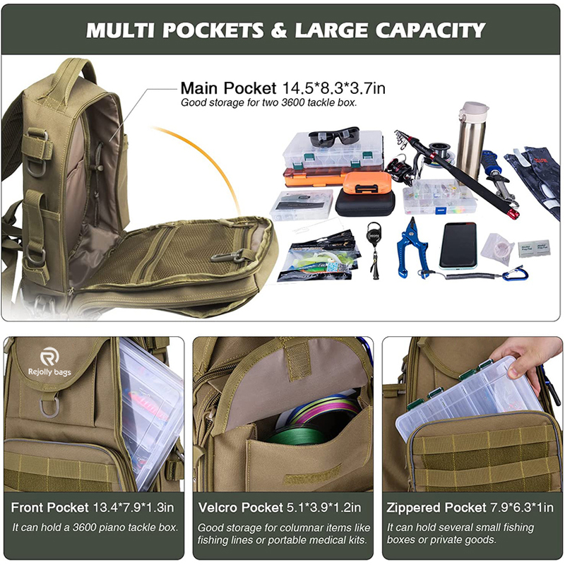 Storage Bag - Lightweight Outdoor Shoulder Backpack Fishing Gear Bag with Rod Holder Fishing Gear Bag 