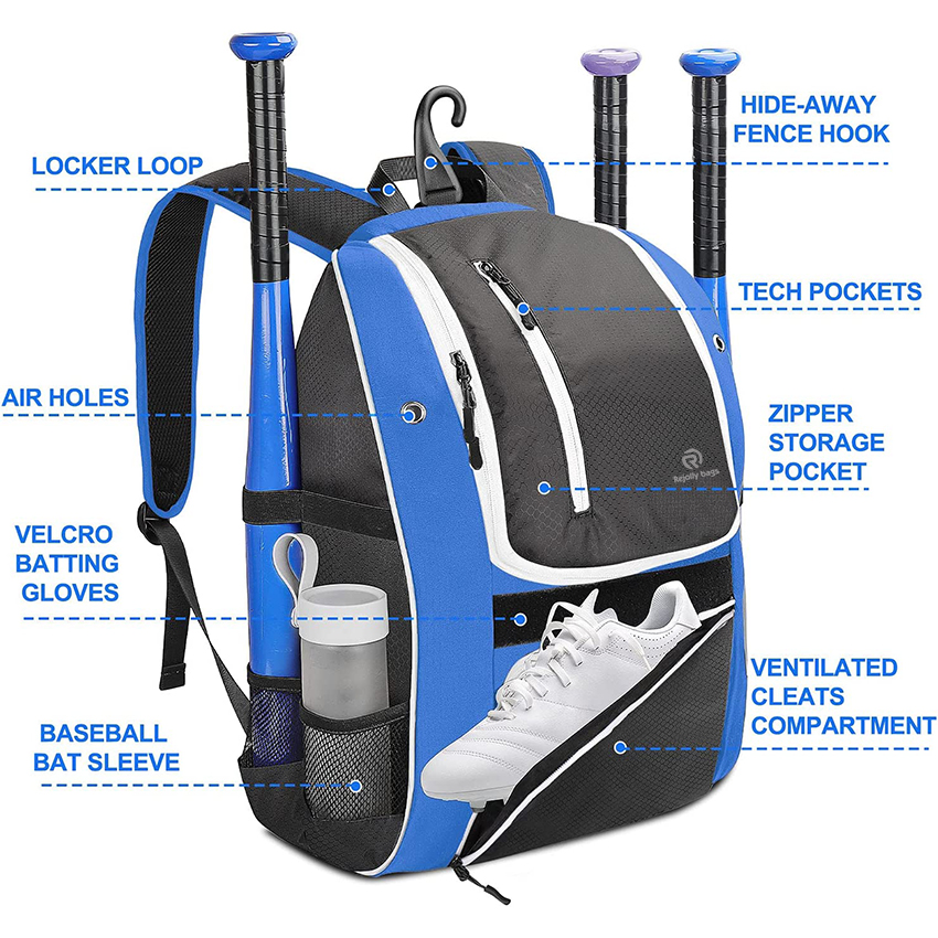 Softball Bat Bag with Shoe Compartment, T Ball Equipment Gear for Youth and Adults, Lightweight Baseball Bag Hold 4 Bats, Baseball Bags RJ19676