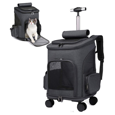 Wheeled Pet Carrier Backpack Pet Stroller Travel Carrier Car Seat for Small Dogs Cats Puppies