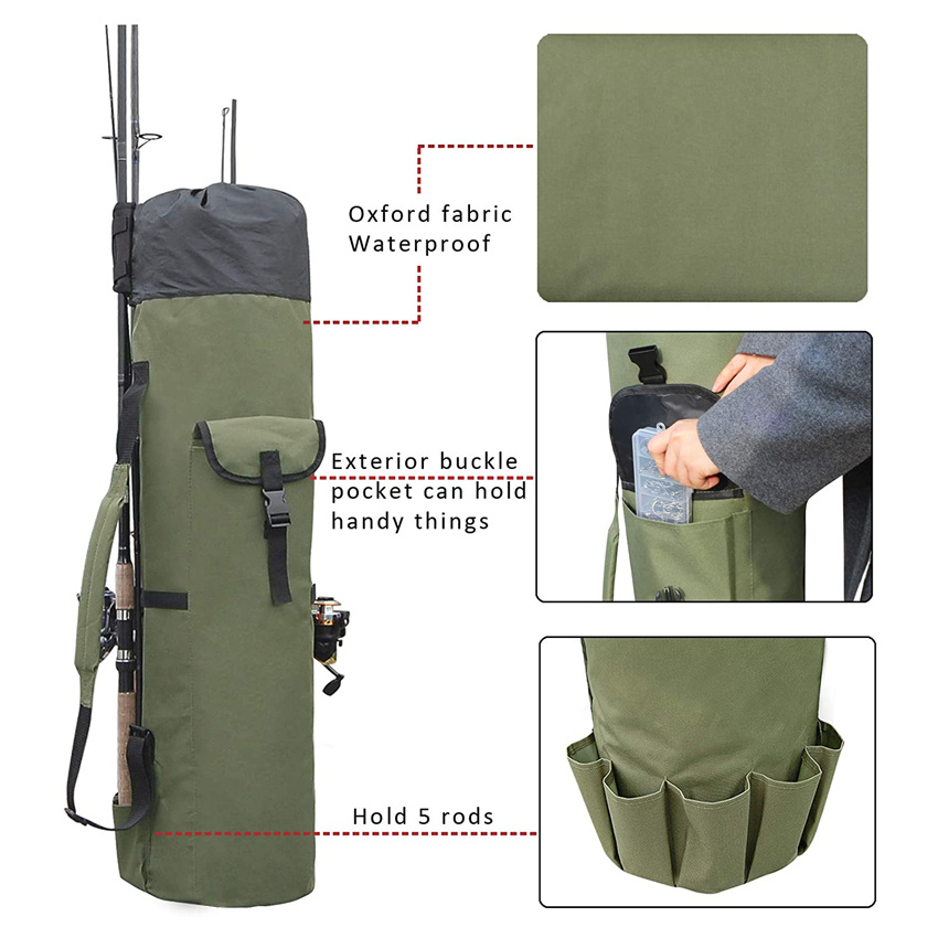 Multi-Functiona Fishing Outdoor Tool Sports Waterproof Packing Pole Bag Fishing Tackle Storage Bag Large Capacity Rod Bag Food Storage Carrier Gear Backpack Bag