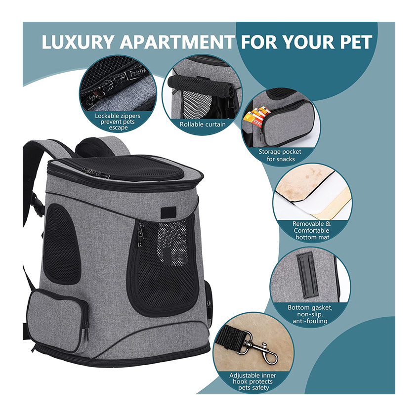 Comfort Dogs Cats Carrier Backpack Durable Pet Bag for Walk Hiking and Cycling