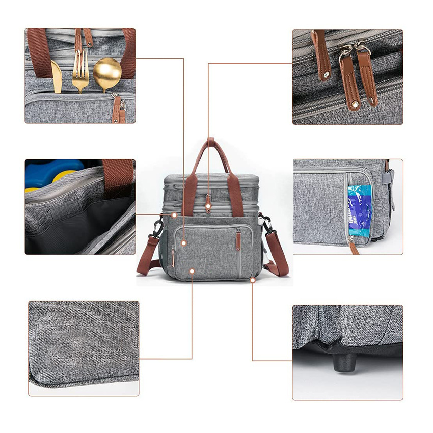 Expandable Insulated Large Lunch Bag Weekend Picnic Bag Casual Tote Cooler Bag