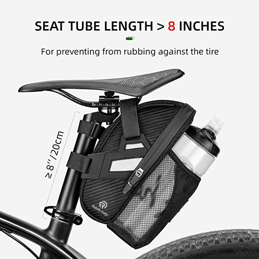 Bike Bag Under Seat, Strap-on Bike Seat Storage Bag, Cycling Wedge Pack with Water Bottle Holder, for Mountain Road Bikes Cycling Bag