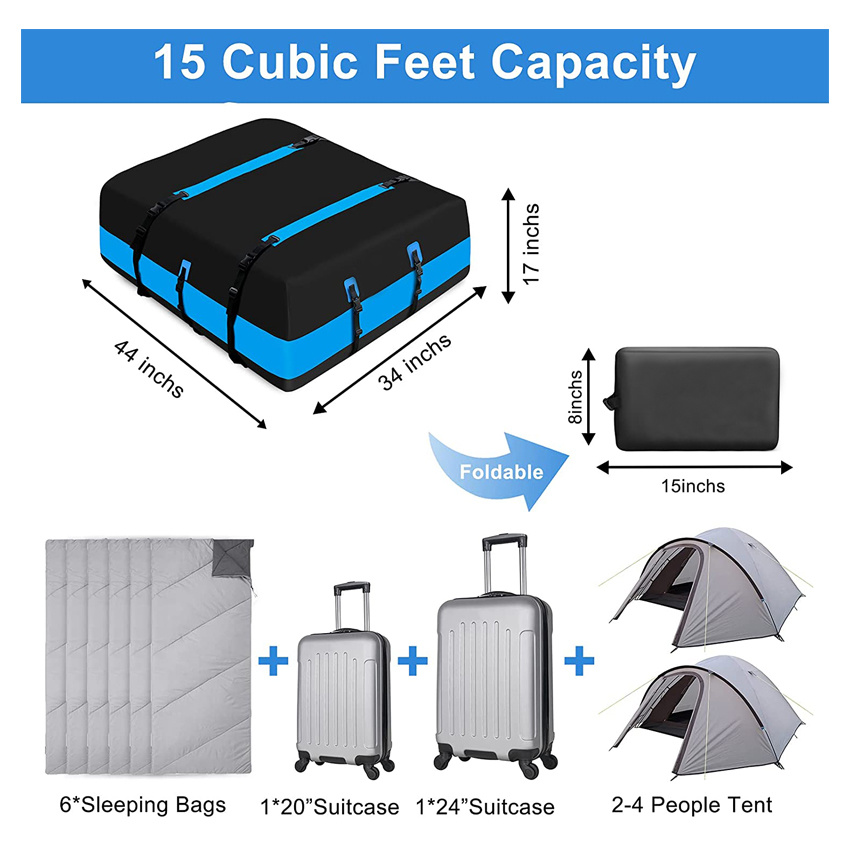 High Capacity Rooftop Cargo Carrier Bag Outdoor Camping Barbecue Equipment Roof Bag for All Cars