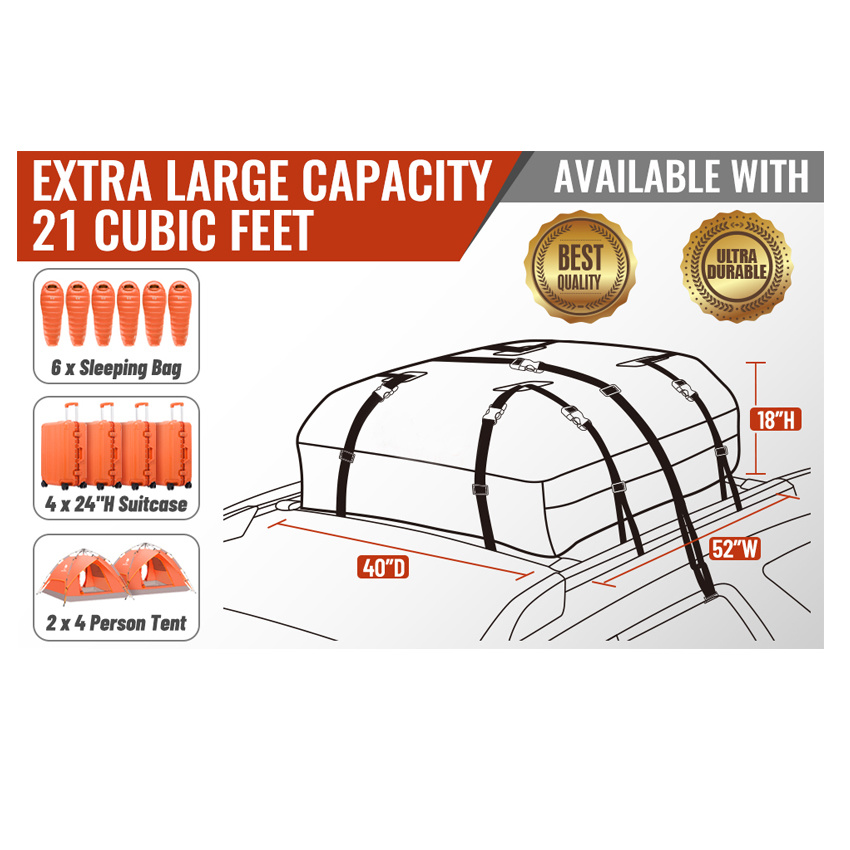 Heavy-Duty Car Rooftop Cargo Carrier Bag for All Vehicle Outdoor Travel Storage Bag