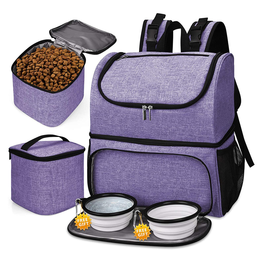 Double-Layer Pet Supplies Backpack for All Pet Travel Supplies Pet Travel Collapsible Food Baskets