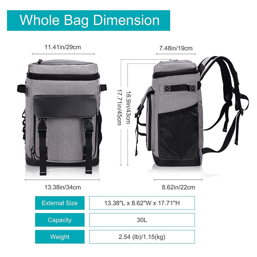 Lightweight Lunch Bag Waterproof Insulated Picnic Backpack for Fishing, Camping, Hiking, Beach