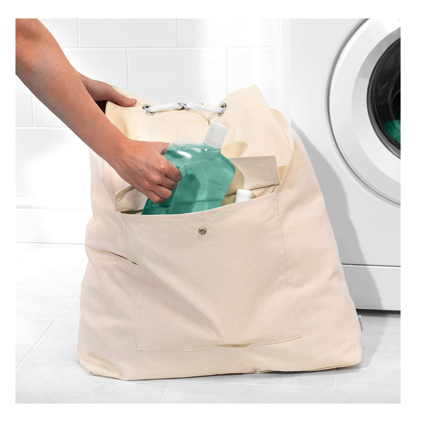 Oversized Laundry Canvas Backpack Waterproof Washing Laundry Bag for Bedroom Bathroom