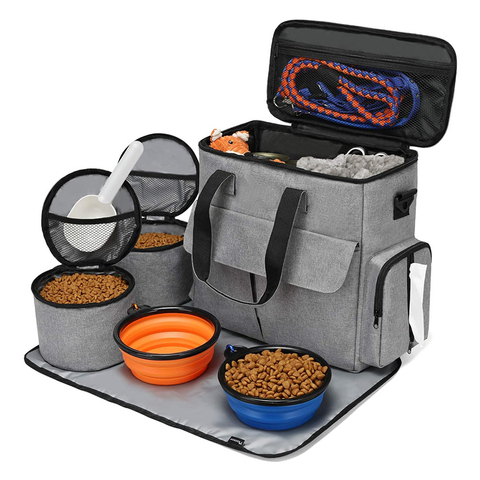Multi-Function Pockets Tote Bag Pet Travel Bag Weekend Dog Travel Set for Dog and Cat