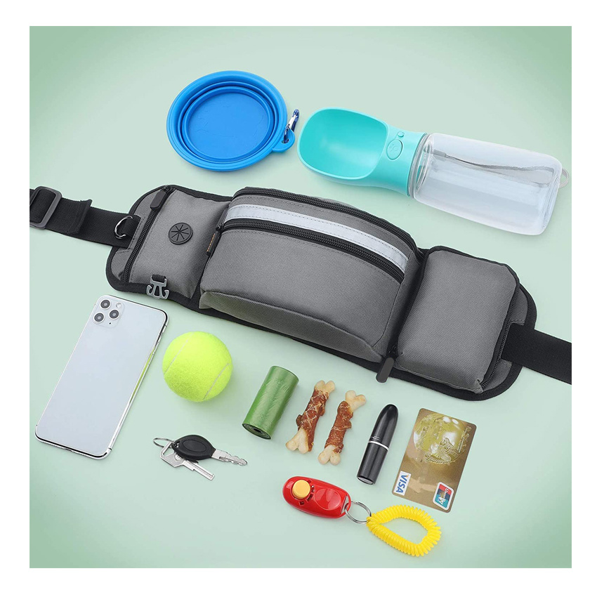 Dog Treat Pouch for Training Hands Free Waist Pet Bag for Puppy Class, Travel, Running, Walking, Hiking