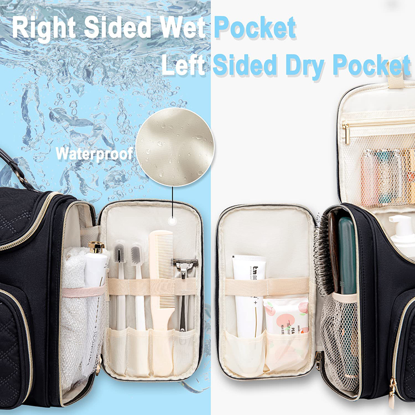 Travel Hanging Water-Resistant Makeup Bag,Large Travel Toiletry Organizer For Full Sized Toiletries And Cosmetics Cosmetic Bag RJ21674