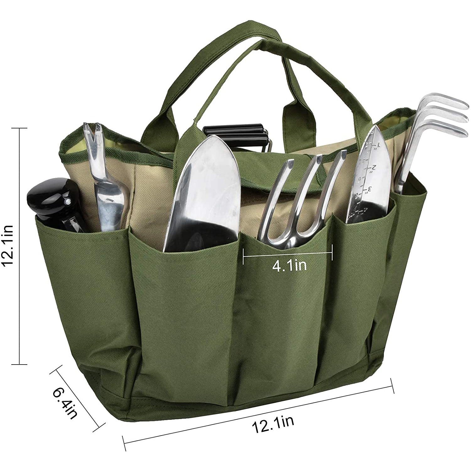 Garden Tool Bag Canvas Heavy-Duty Tote with Pockets Large Organizer Bag Carrier Plant Tool Set