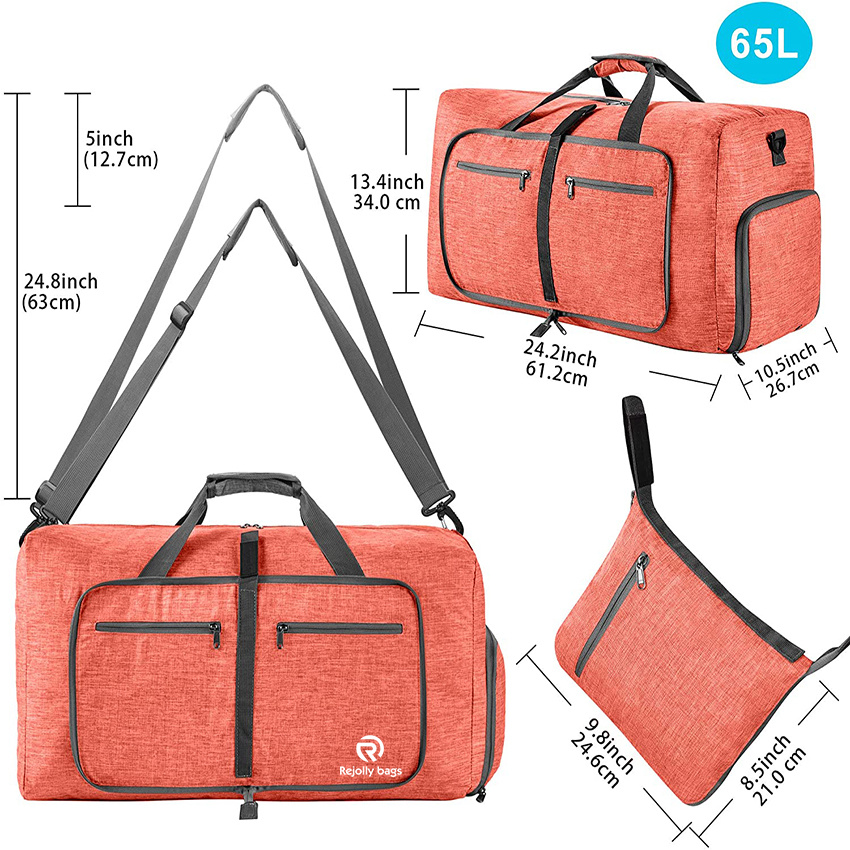 Foldable Travel Duffel Bag with Shoes Compartment Overnight Pack for Waterproof Tear Resistant