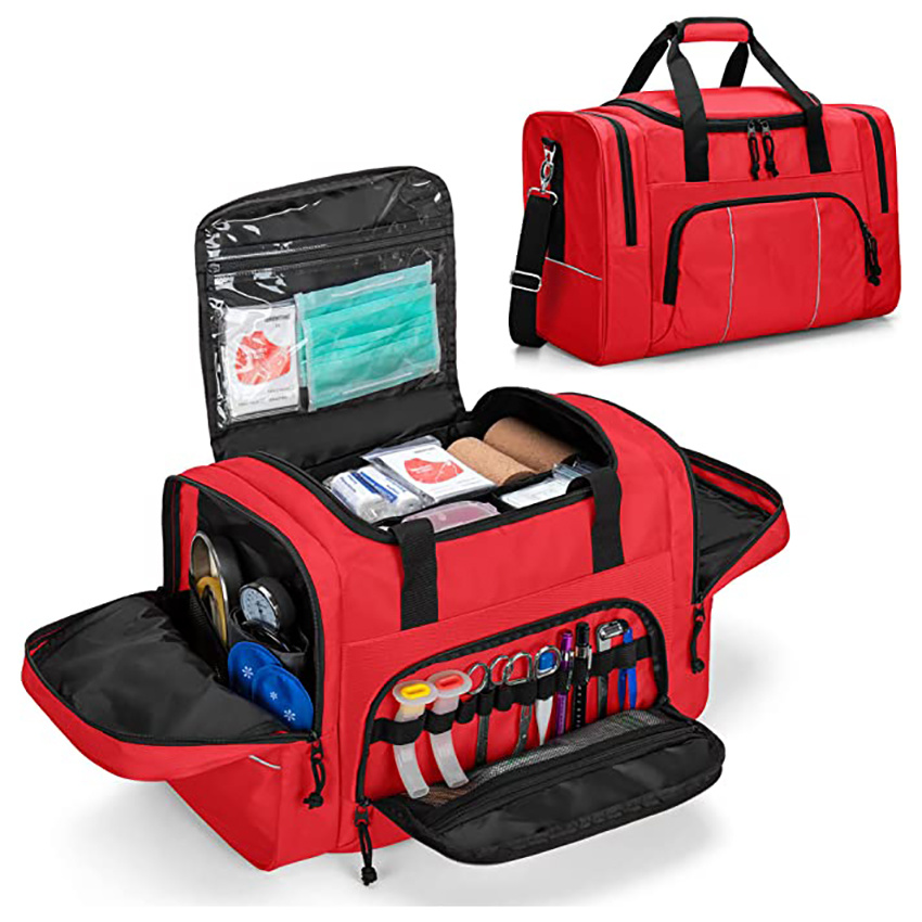 First Aid Bag Empty Professional Medical Pack with Inner Deviders and Shoulder Strap for Home Visit Clinical Study Health Care