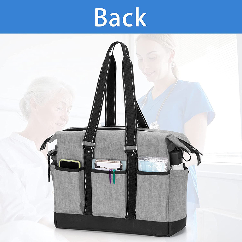 Nurse Bag for Work Utility Tote Home Health with Zip-Top Closure and Side Fasten Snaps for Home Visits Clinical Study Health Care