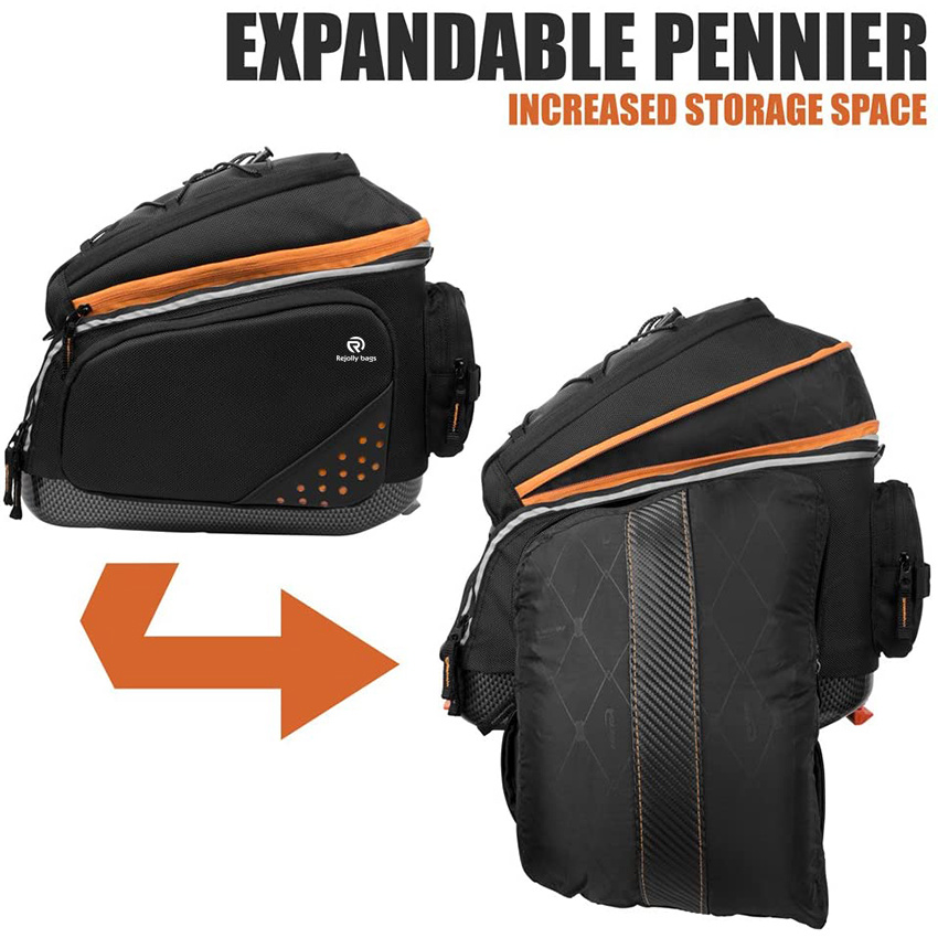 2 in 1 Commuter Bicycle Trunk Bag with Expandable Panniers Clip on Quick Release Design and Detachable Shoulder Strap