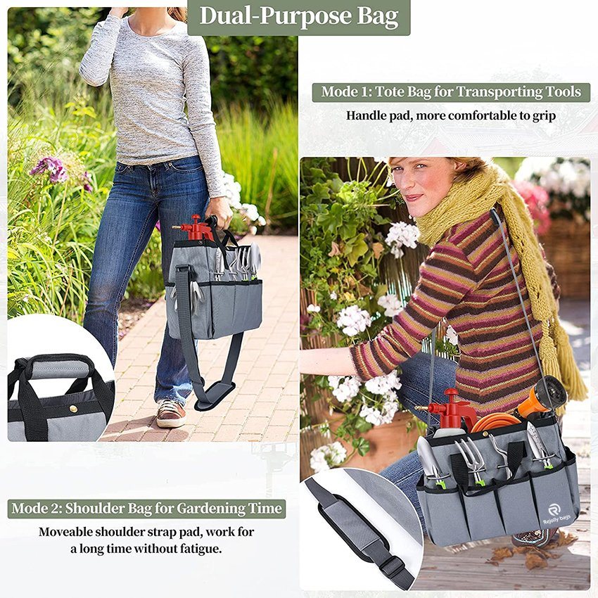 900d Heavy Duty Garden Storage Bag with Organizer and Pockets & Handlelong Adjustable Shoulder Strap Tool Bag