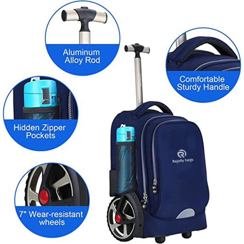 19 Inch Roller Bookbag with Adjustable Handle for School Rolling Bag