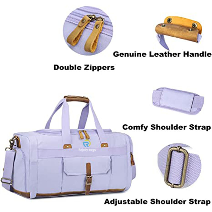 Overnight Duffel with Shoes Compartment for Women Men Canvas Weekend Carry on Travel Bag