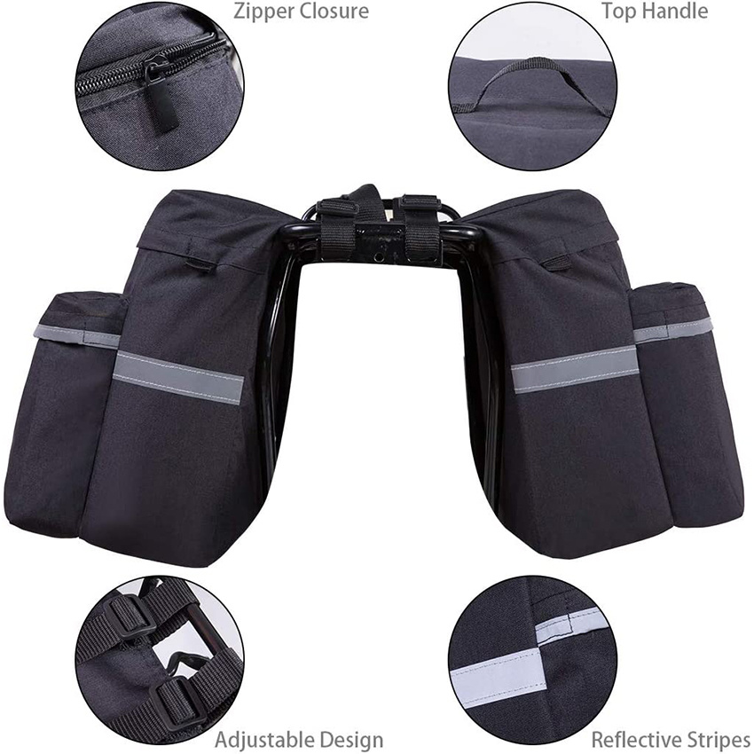 Water-Resistant Portable Bike Pannier Bag - 26L Bicycle Panniers with Reflective Trim, Bike Rear Seat Bicycle Bag