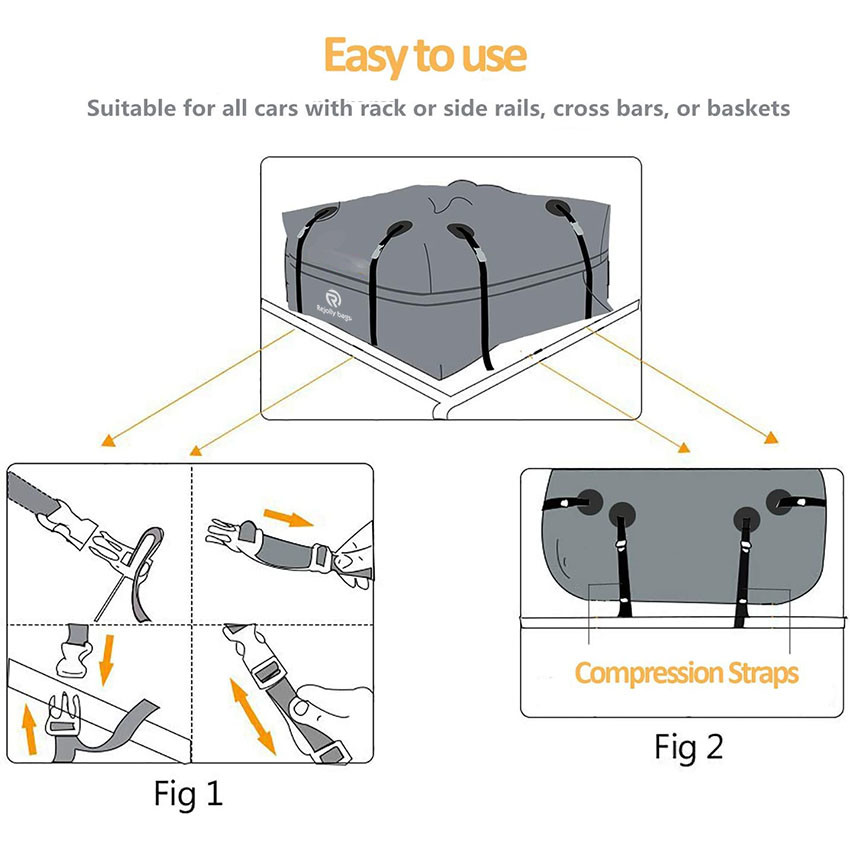 15 Cubic Feet Car Rooftop Cargo Carrier Bag - Cargo Bag Compatible Cars with Rack/Rail/Cross Bar Bag