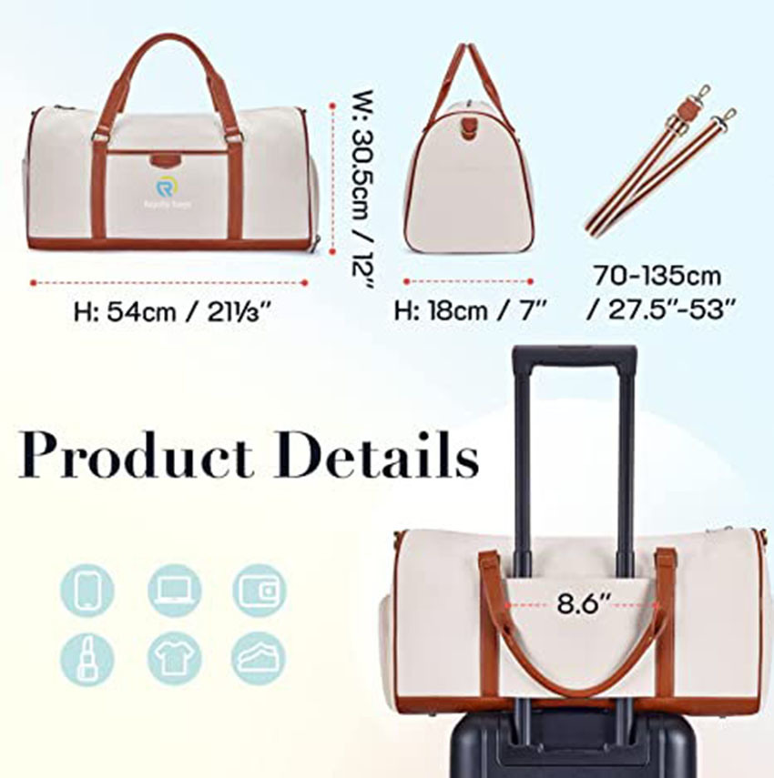 Multi-Purpose Carry on Gym Tote Handlebags with Shoe Compartment for Travel Bag