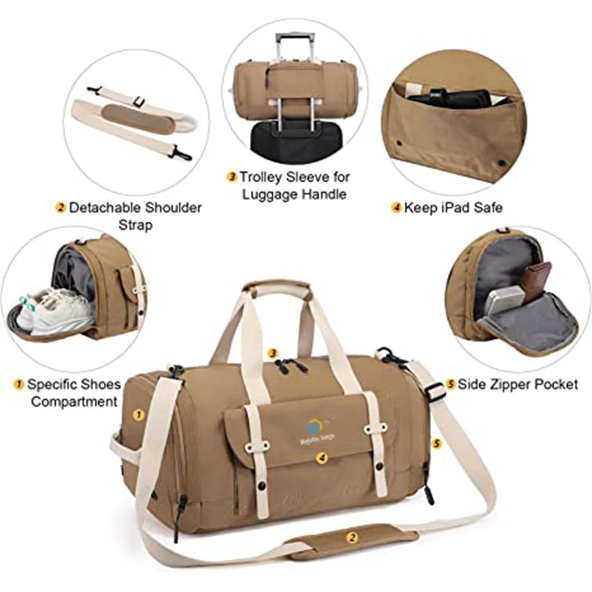 Large Capacity Fashion Design Duffle with Shoes Compartment for Travel Bag