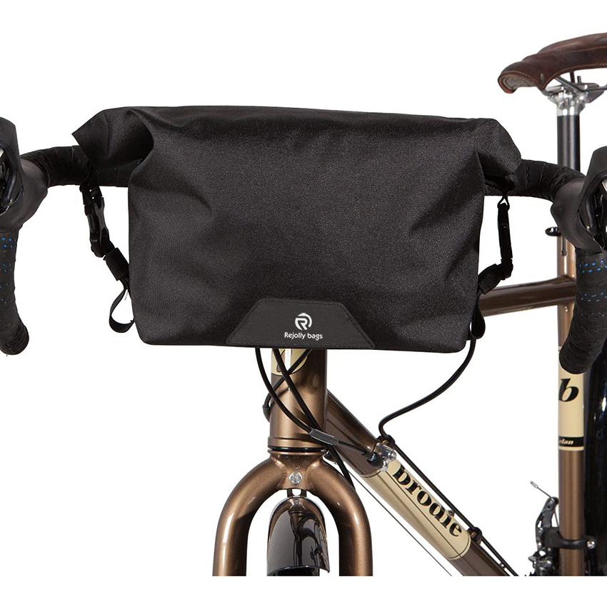 Mini Roll Top Handlebar Bag Water Resistant with Shoulder Strap and Reflective Detail, Commuter Sling Messenger Bike Handlebar Pouch Bag