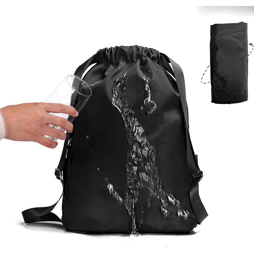 Waterproof Drawstring Gym Backpack Bag for Men & Women, Sport Gym Sack Mini Travel Daypack Bag