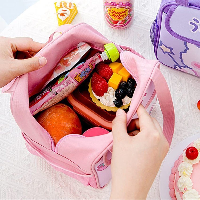 Kids Girls Lunch Box Insulated Cute Women Bear Keep Warm Lunch Tote Bag for School Work Picnics