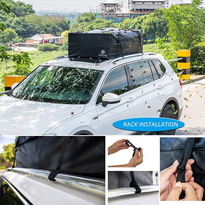 Carrier Bag with 100% Waterproof Zipper and Rain Flap 15 Cubic FT for Cars with or Without Racks Car Rooftop Cargo Bag