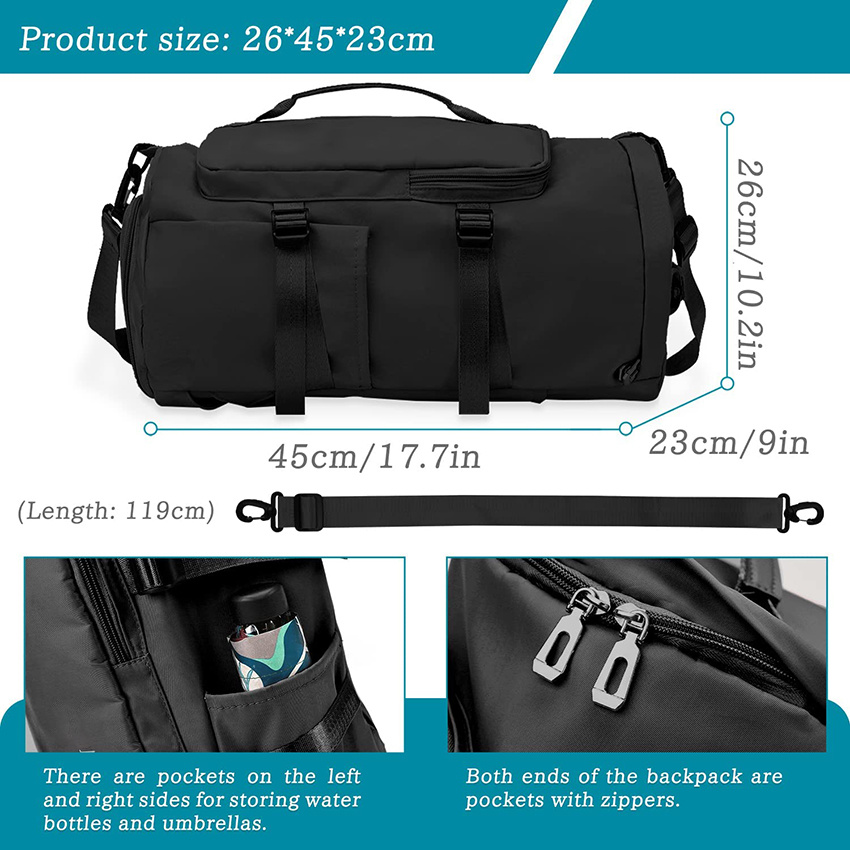 4 in 1 Sports Gym Bag with Wet Pocket Shoes Compartment 35L Unisex Waterproof Travel Duffel Bag Ladies Sports Backpack