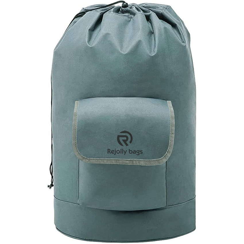 Padded Adjustable Shoulder Strap and Pocket for College Dorm, Durable Oxford Backpack Hamper Bag with Drawstring Closure for Travel Laundry Bag