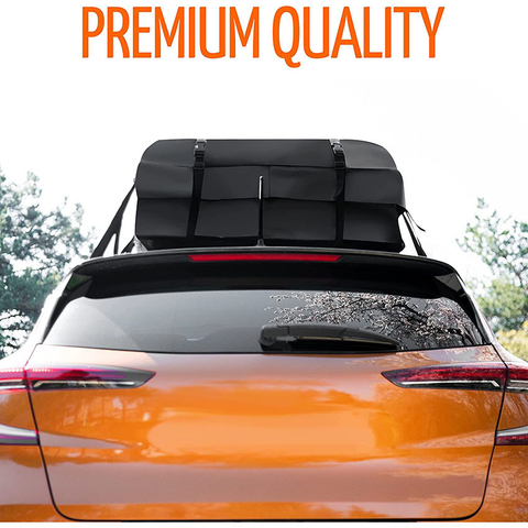 Car Roof Cargo Bag Water Resistant – 8 Reinforced Premium Quality Straps Rubberized Extra Cushioning Car Roof Pad, Travel, Touring, Road Trips Bag