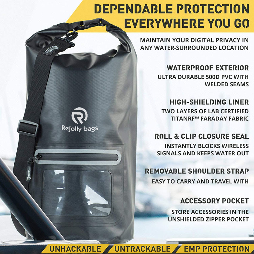 15L Waterproof Dry Bag for Electronic Device Security & Transport Signal Blocking, Anti-Tracking, Emp Shield, Data Privacy for Phones, Tablets, Laptops Bag