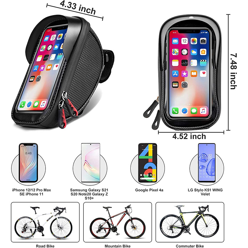 Bike Phone Front Frame Bag Waterproof Holder Case Sensitive Touch Screen Compatible with