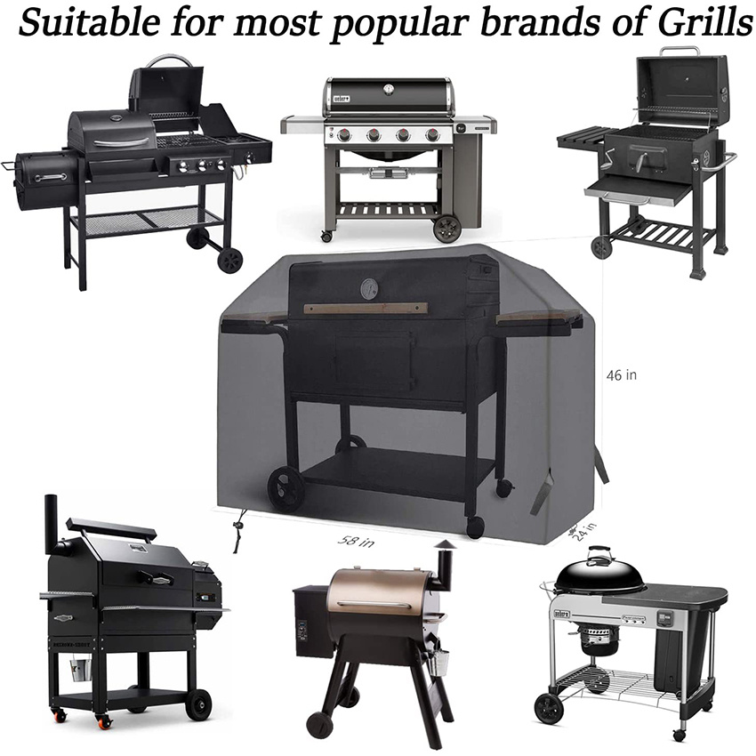 BBQ Cover 58 Inch, Double Layer Fabric, Waterproof, UV and Fade Resistant Gas Grill Cover