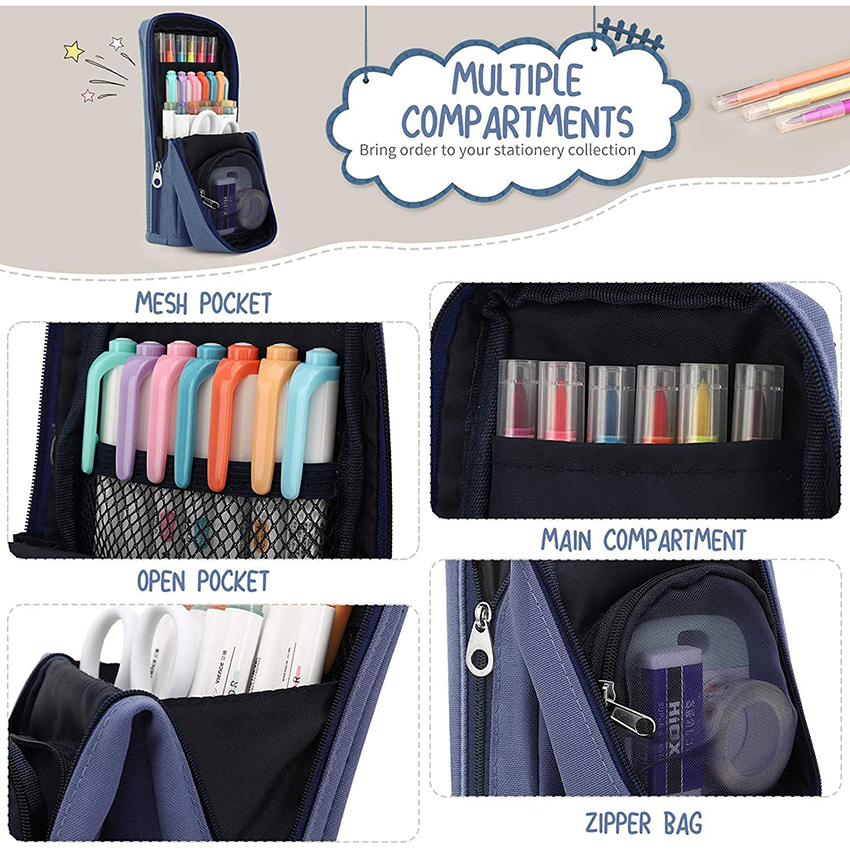 Big Capacity Pencil Case Pouch School College Office Pens Organizer for Teens Girls Adults Student Pen Bag RJ21643