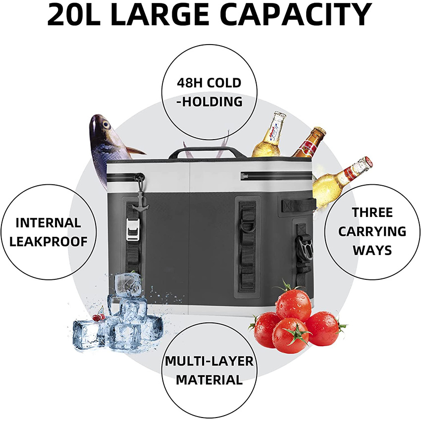 Insulated Waterproof 30 Can Large Cooler Bag Leak Proof Beach Bag with Cooler for Camping Picnic Fishing Boating Dry Bag