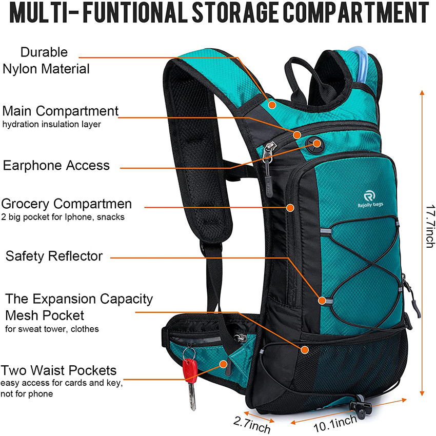 Insulated Hydration Backpack Pack with 2L BPA Free Bladder for Outdoor Running Hiking Cycling Camping Hydration Bag