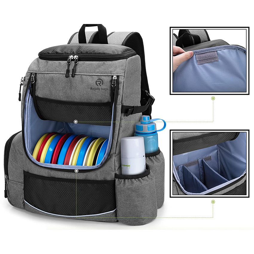 Disc Golf Backpack with Two Sidewall Supports, with 24-26 Discs Capacity, Cushioned Lumbar for Extra Comfort, Multi Pockets and Waterproof Golf Dics Bag