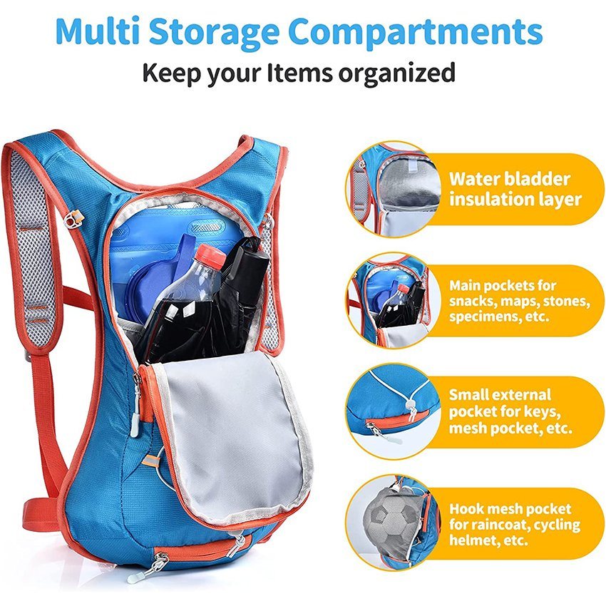 Insulated Hydration Pack 1.5L for Age 8-15 Hiking Backpack for Running, Cycling, Camping Hydration Bag