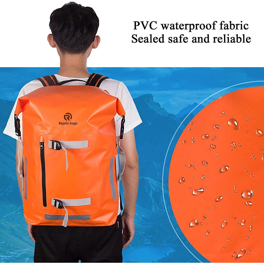 Waterproof Backpack 40L Lightweight Portable Dry Bag with Exterior Zippered Pocket for Kayaking, Beach, Boating, Fishing, Hiking